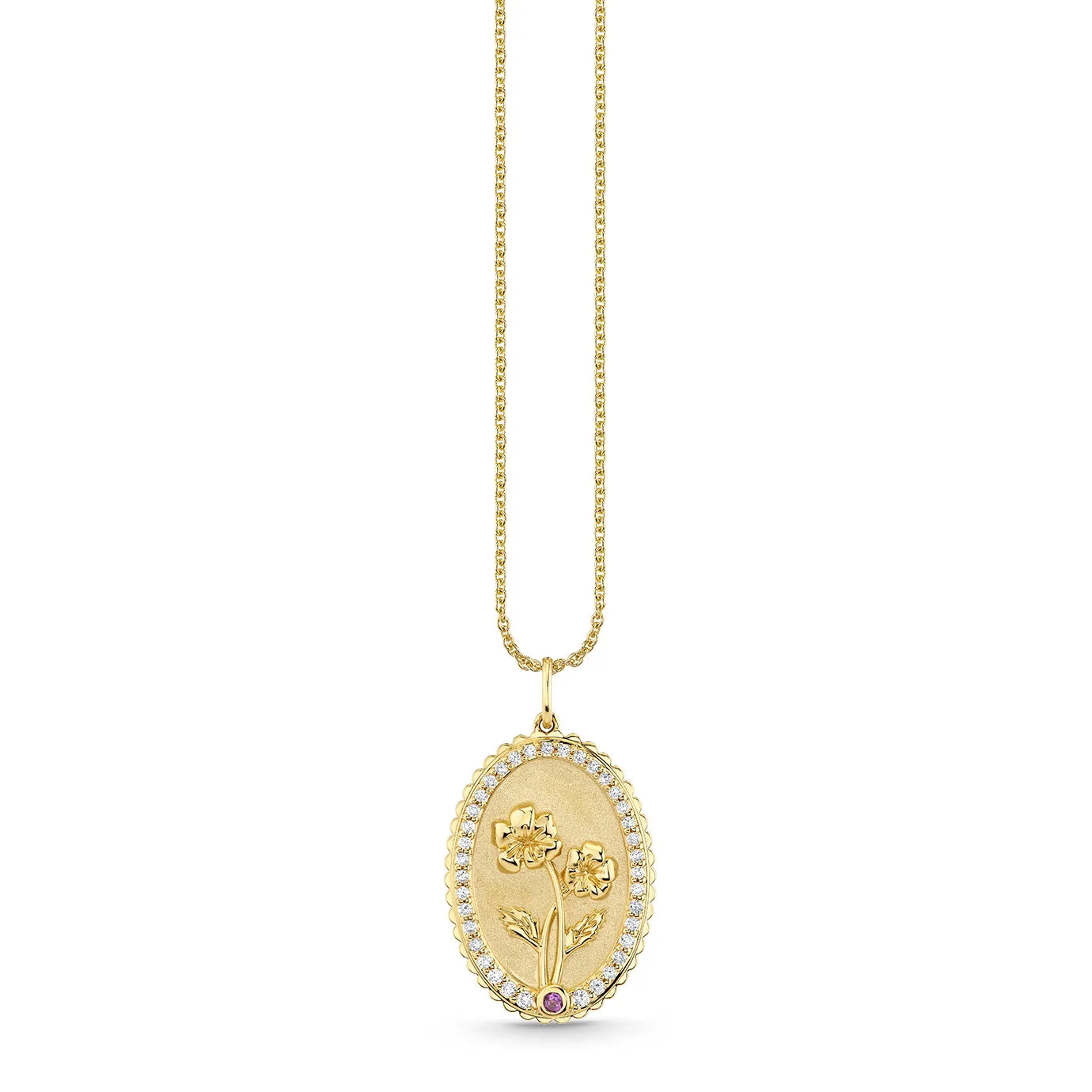 Gold & Diamond Birth Flower Charm sold by Sydney Evan product image thumbnail 4