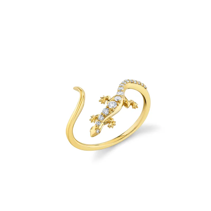 Gold & Diamond Lizard Ring made by Sydney Evan