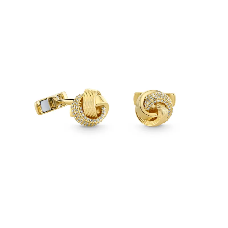 Gold & Diamond Tri Linked Ring Cufflinks made by Sydney Evan