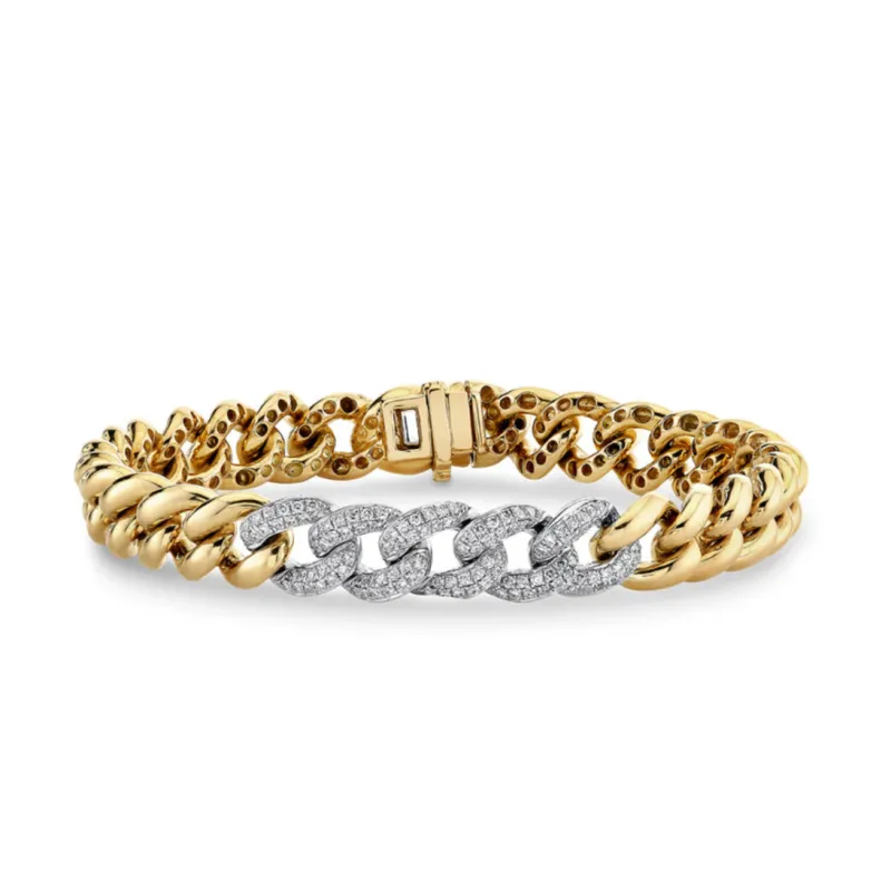 Gold & Diamond Small Pave Links Bracelet made by Sydney Evan
