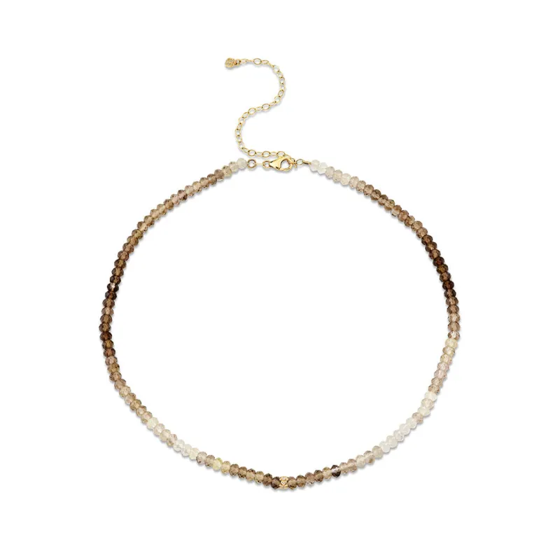 Gold & Diamond Tiny Daisy Rondelle Quartz Choker made by Sydney Evan