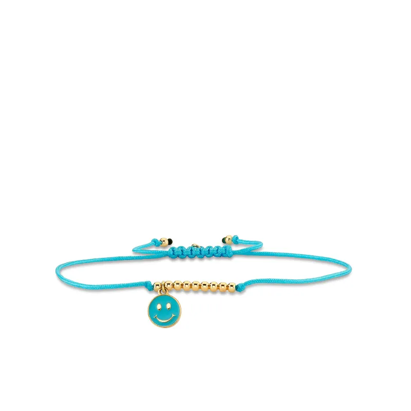 Gold & Enamel Happy Face Cord Bracelet made by Sydney Evan