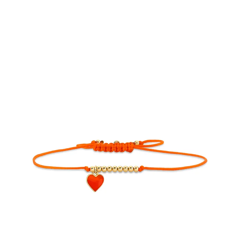 Gold & Enamel Mini Heart Cord Bracelet made by Sydney Evan