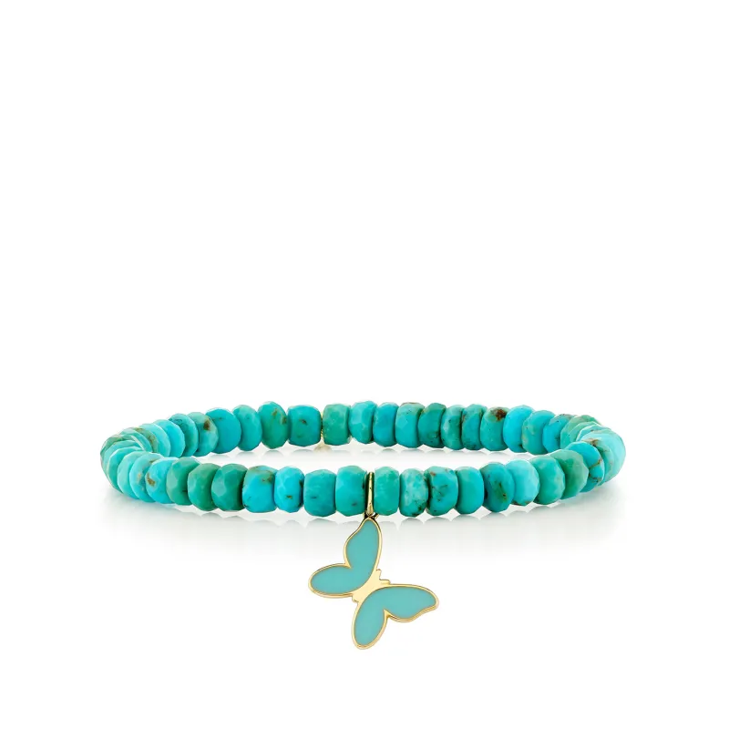 Gold & Enamel Butterfly on Turquoise made by Sydney Evan