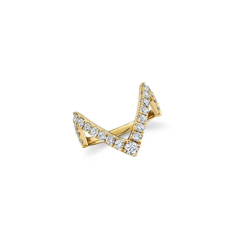 Gold & Diamond Stacking V Ring made by Sydney Evan