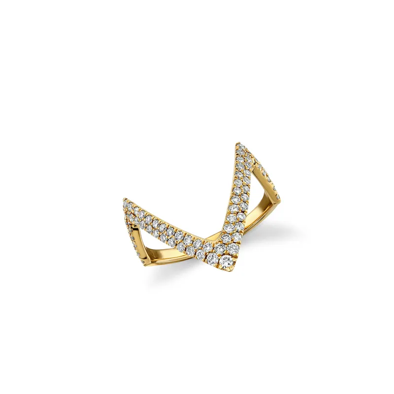 Gold & Diamond Stacking V Ring made by Sydney Evan