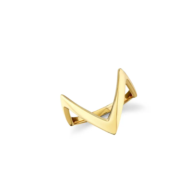 Gold Stacking V Ring made by Sydney Evan