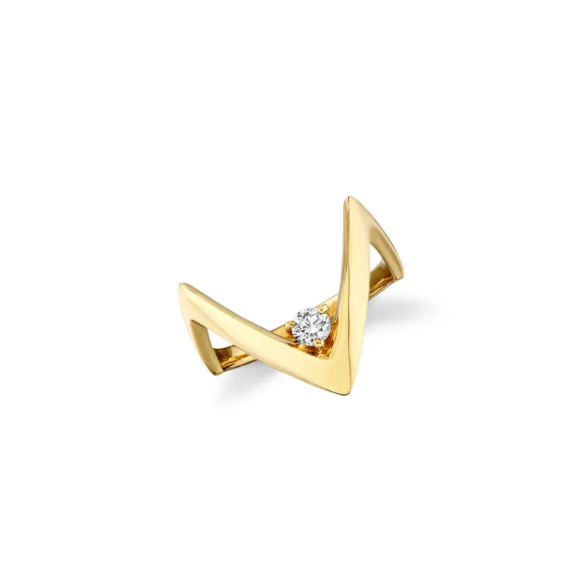 Gold & Diamond Stacking V Ring made by Sydney Evan