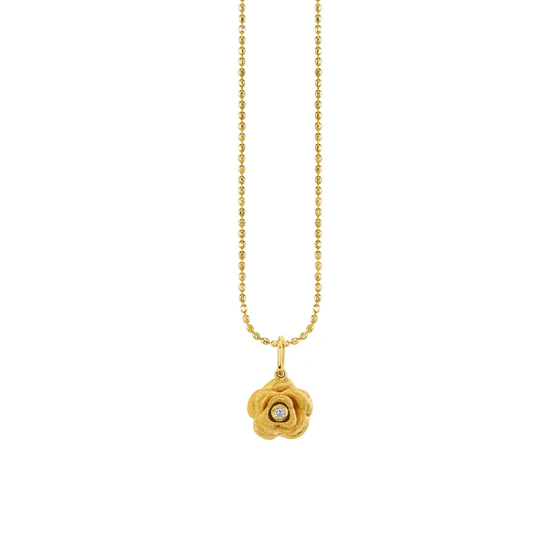 Gold & Diamond Small Rose Charm made by Sydney Evan