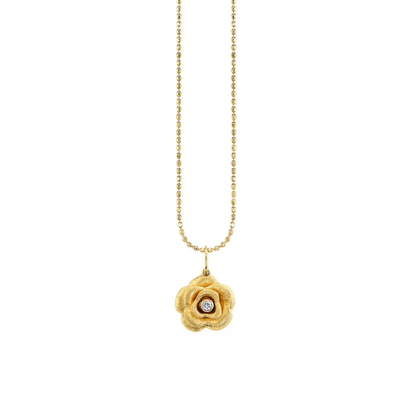 Gold & Diamond Bezel Rose Charm made by Sydney Evan