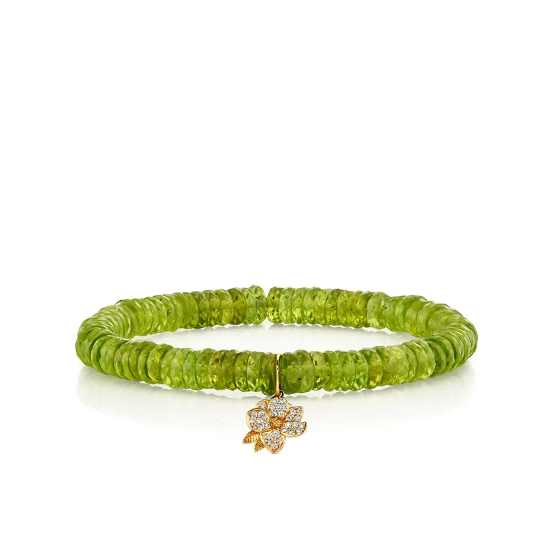 Gold & Diamond Small Magnolia on Peridot made by Sydney Evan