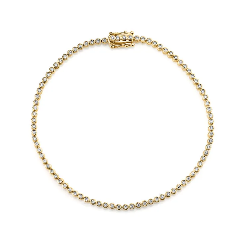 Gold & Diamond Round Bezel Eternity Bracelet made by Sydney Evan