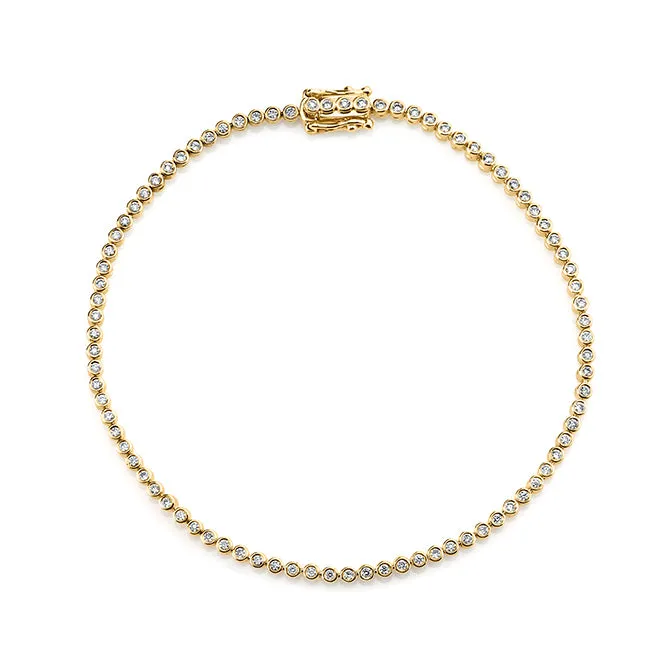 Gold & Diamond Round Bezel Eternity Bracelet sold by Sydney Evan