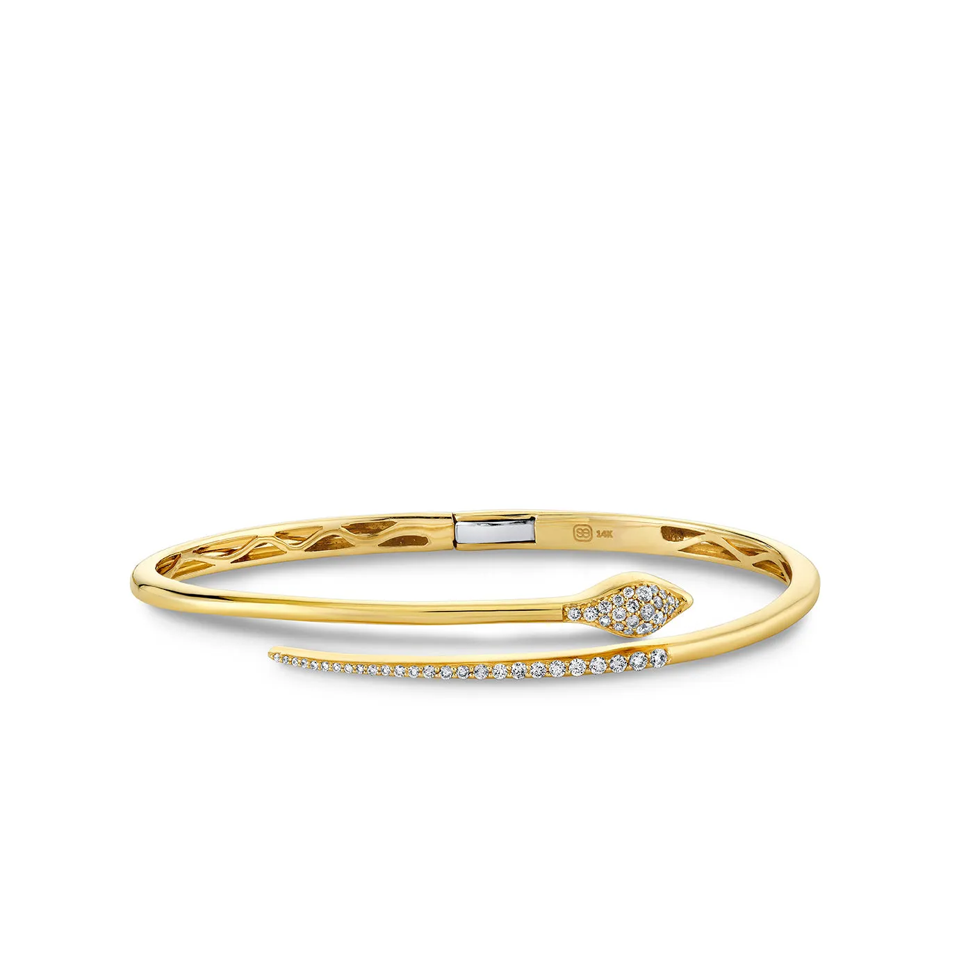 Gold & Diamond Snake Head Marquis Bangle sold by Sydney Evan product image thumbnail 3