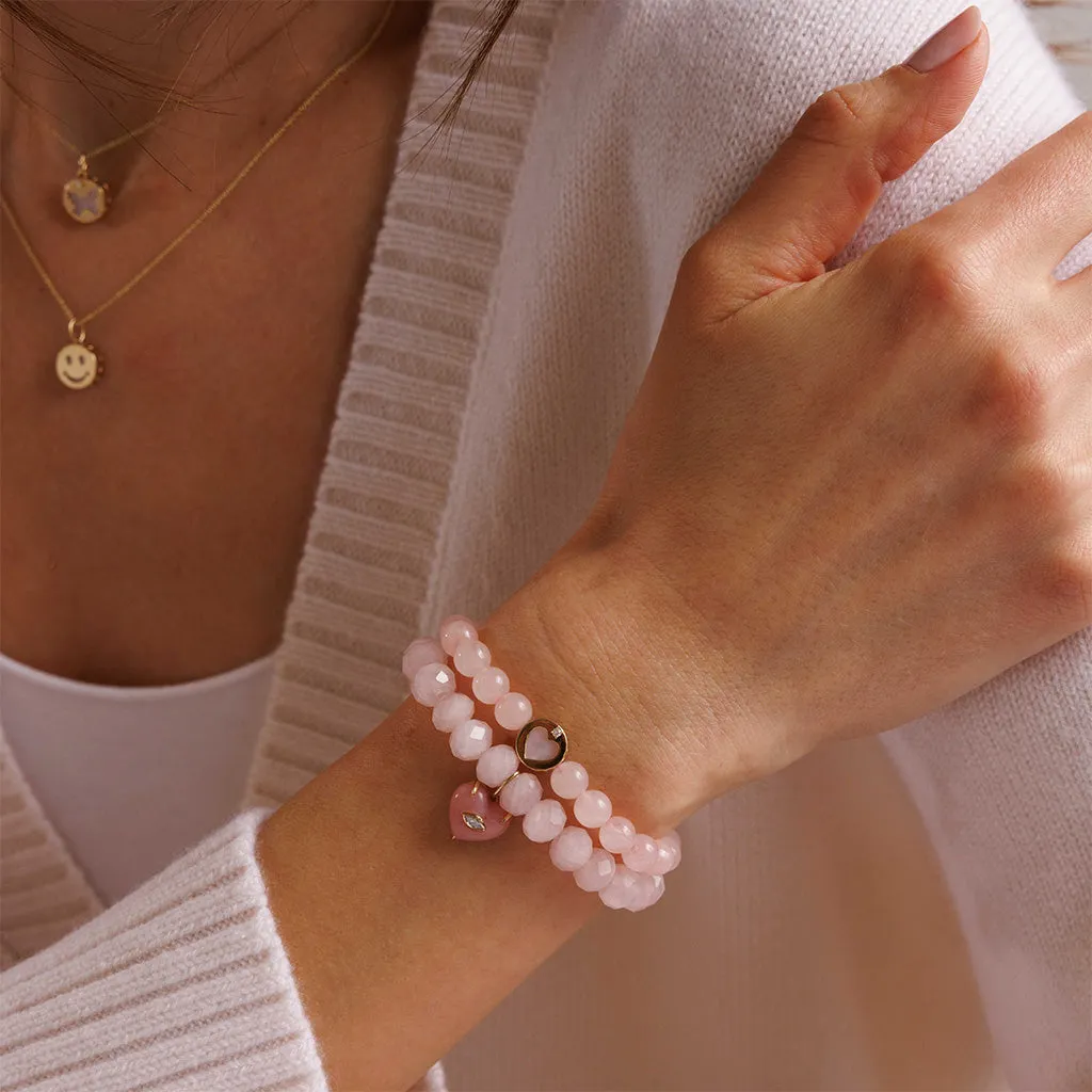 Gold & Diamond Carved Stone Heart on Rose Quartz sold by Sydney Evan product image thumbnail 2