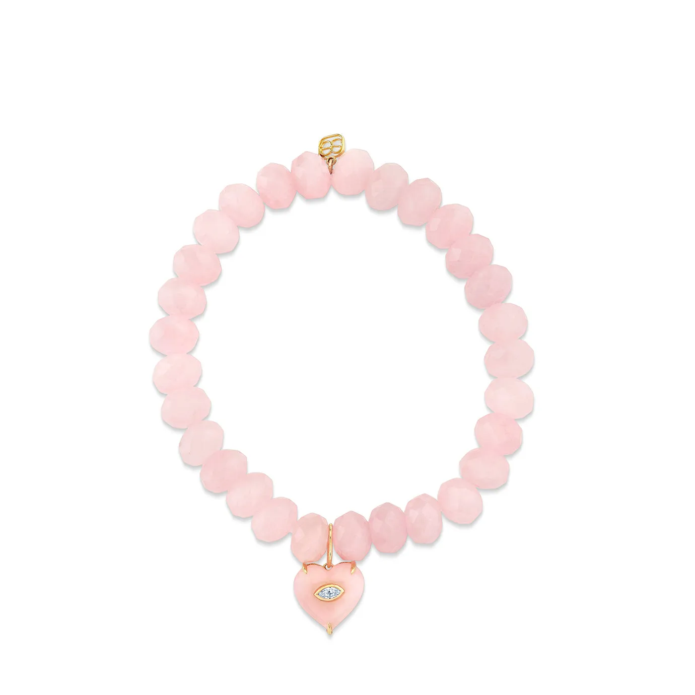 Gold & Diamond Carved Stone Heart on Rose Quartz sold by Sydney Evan product image thumbnail 4