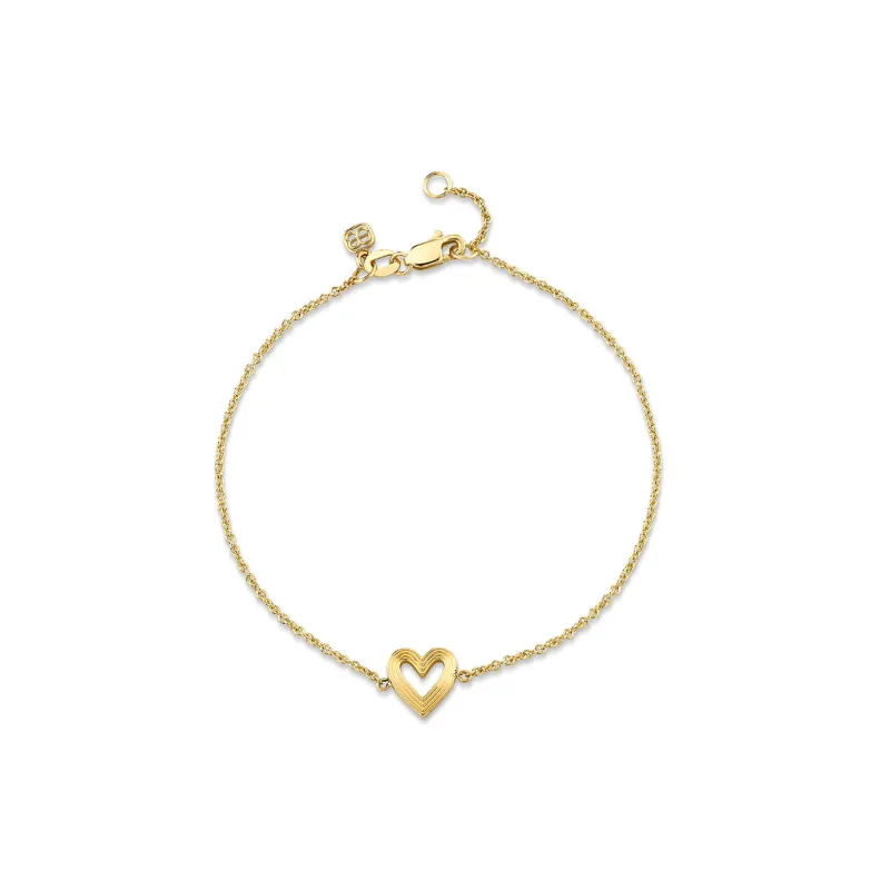 Gold Small Fluted Heart Bracelet made by Sydney Evan