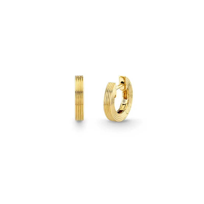 Pure Gold Small Fluted Huggie made by Sydney Evan