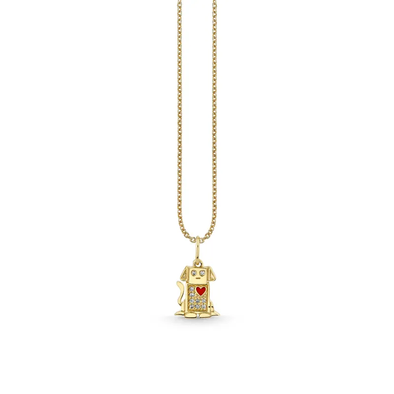 Gold & Diamond Robot Dog Charm made by Sydney Evan