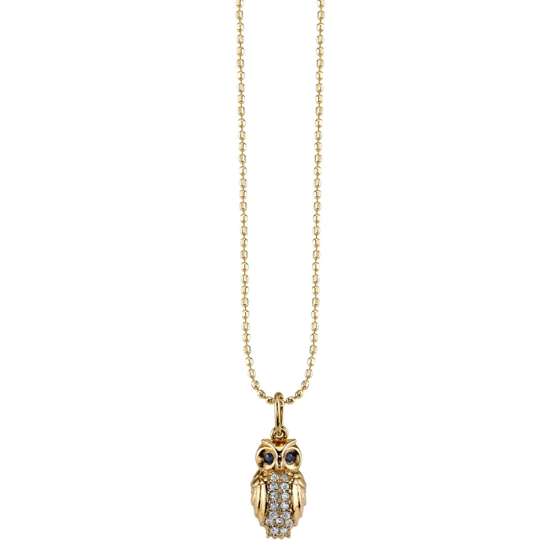 Gold & Diamond Owl Charm made by Sydney Evan