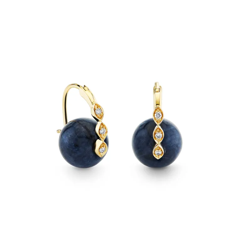 Gold & Diamond Marquis Eye Sapphire Earrings made by Sydney Evan
