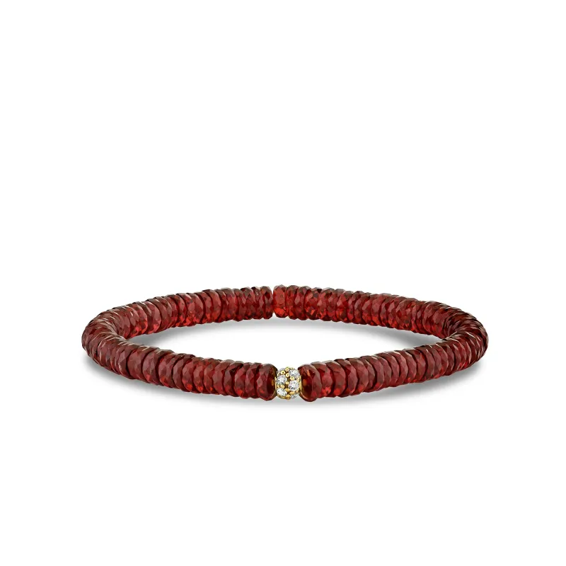 Gold & Diamond 4mm Pave Ball on Garnet made by Sydney Evan