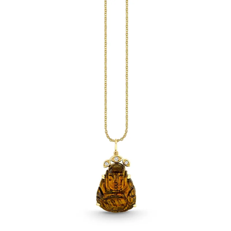 Gold & Diamond Carved Buddha Charm made by Sydney Evan