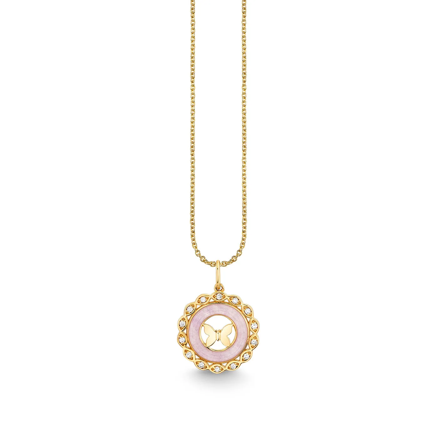 Gold, Diamond & Lavender Jade Small Butterfly Stone Pendant sold by Sydney Evan