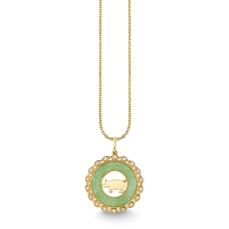 Gold, Diamond & Nephrite Jade Chinese Zodiac Charm made by Sydney Evan