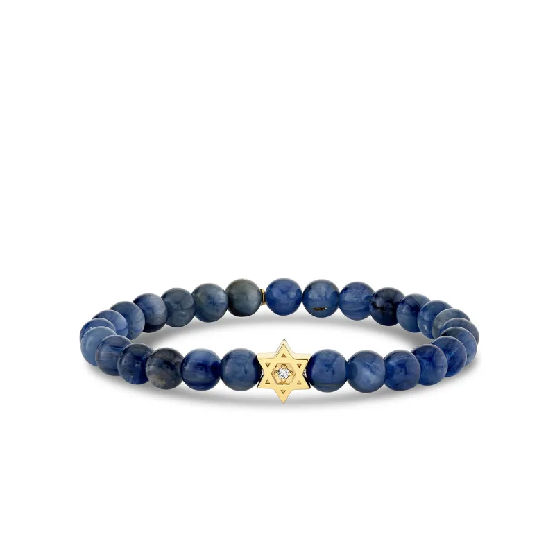 Gold & Diamond Star of David on Kyanite made by Sydney Evan