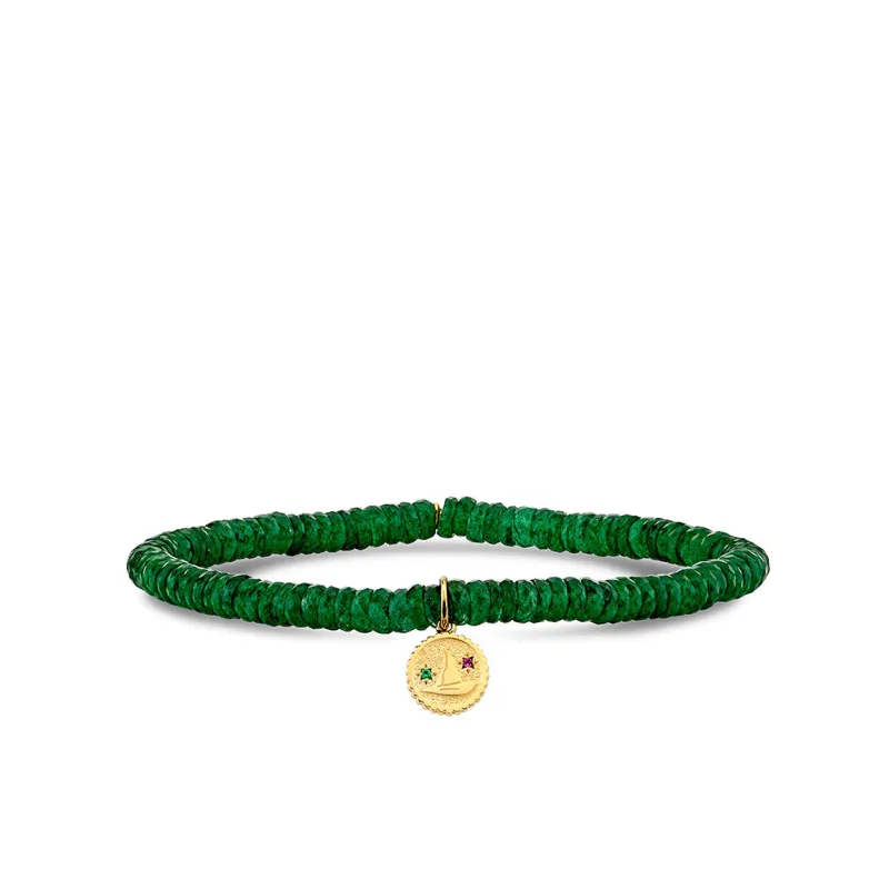 Gold, Emerald & Amethyst Wicked Elphaba Hat Tiny Coin on Green Aventurine made by Sydney Evan
