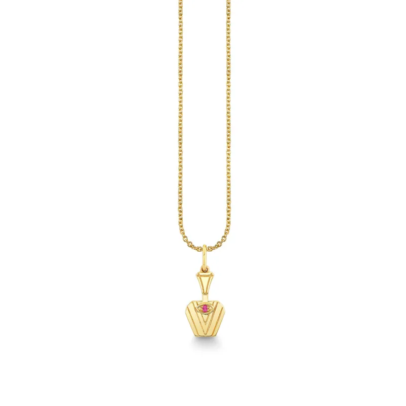 Gold & Pink Sapphire Wicked Glinda Pure Potion Bottle Charm made by Sydney Evan