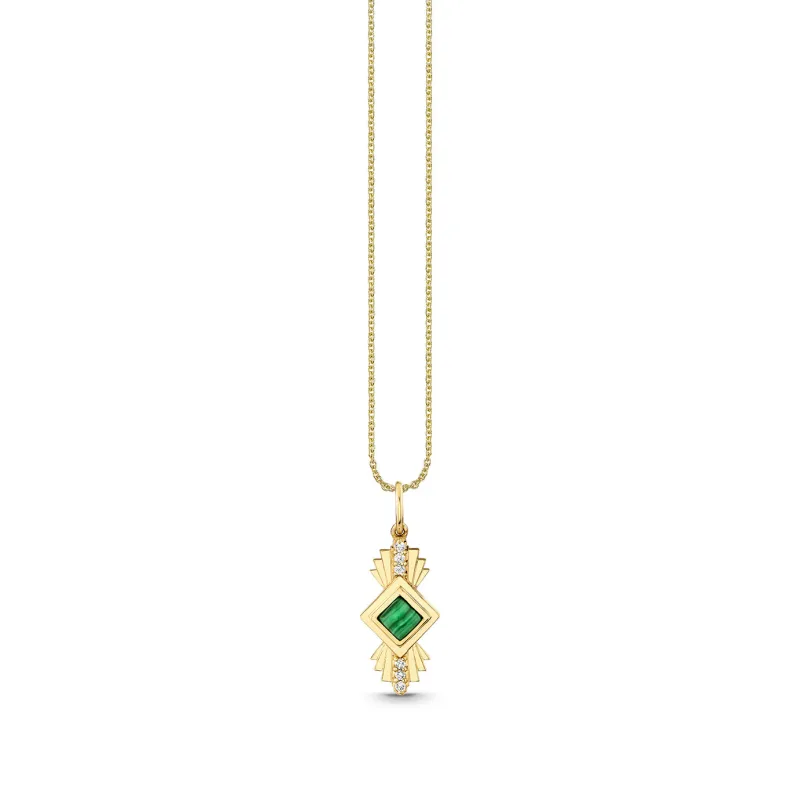 Gold, Diamond & Malachite Wicked Art Deco Charm made by Sydney Evan
