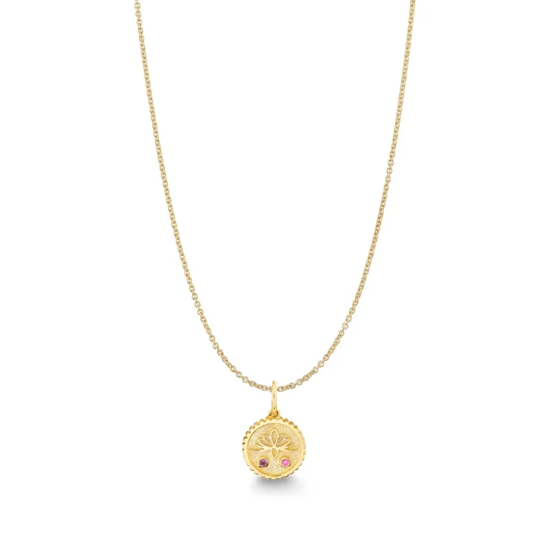 Gold, Amethyst & Pink Sapphire Wicked Glinda Lotus Tiny Coin made by Sydney Evan
