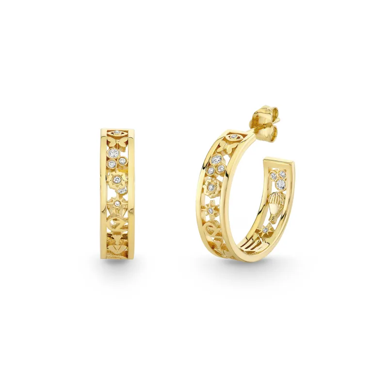 Gold & Diamond Wicked Medium Icon Hoops made by Sydney Evan