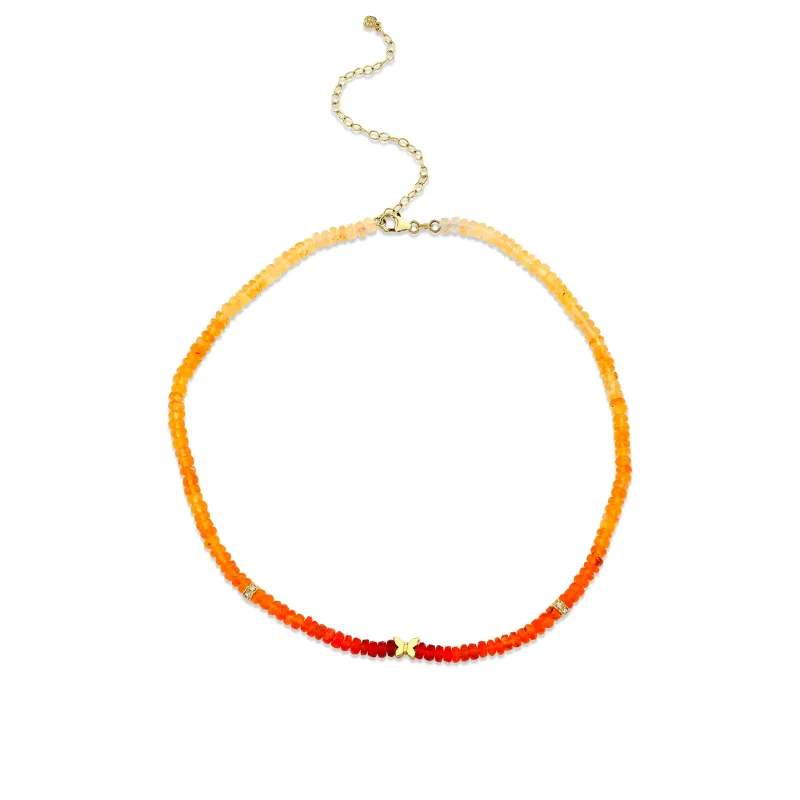 Gold & Diamond Butterfly Fire Opal Choker Necklace made by Sydney Evan