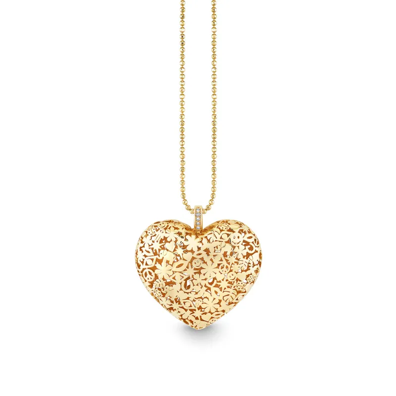 Gold & Diamond XL Puffy Icon Wallpaper Heart Charm made by Sydney Evan