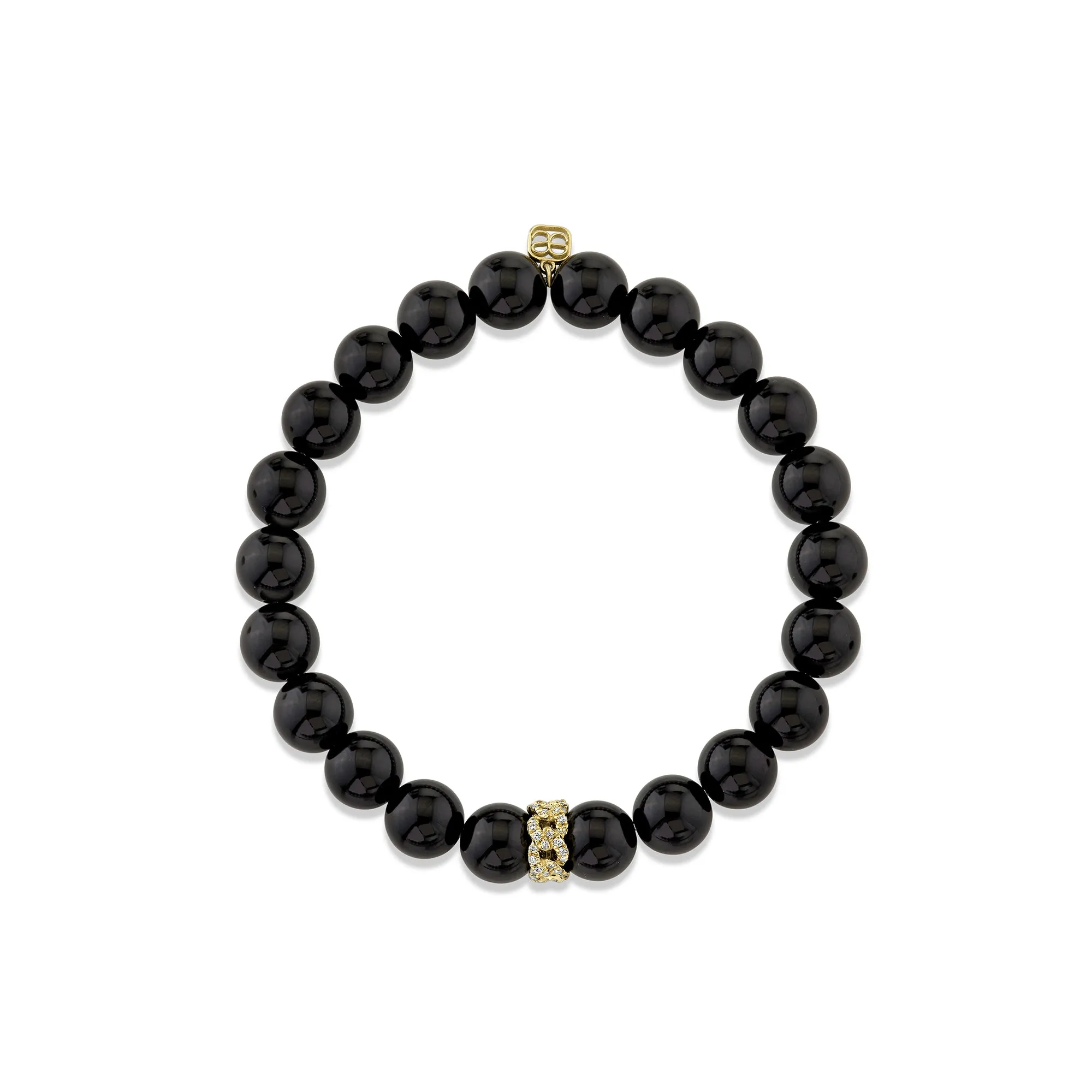 Gold & Diamond Link Rondelle On Onyx sold by Sydney Evan product image thumbnail 4