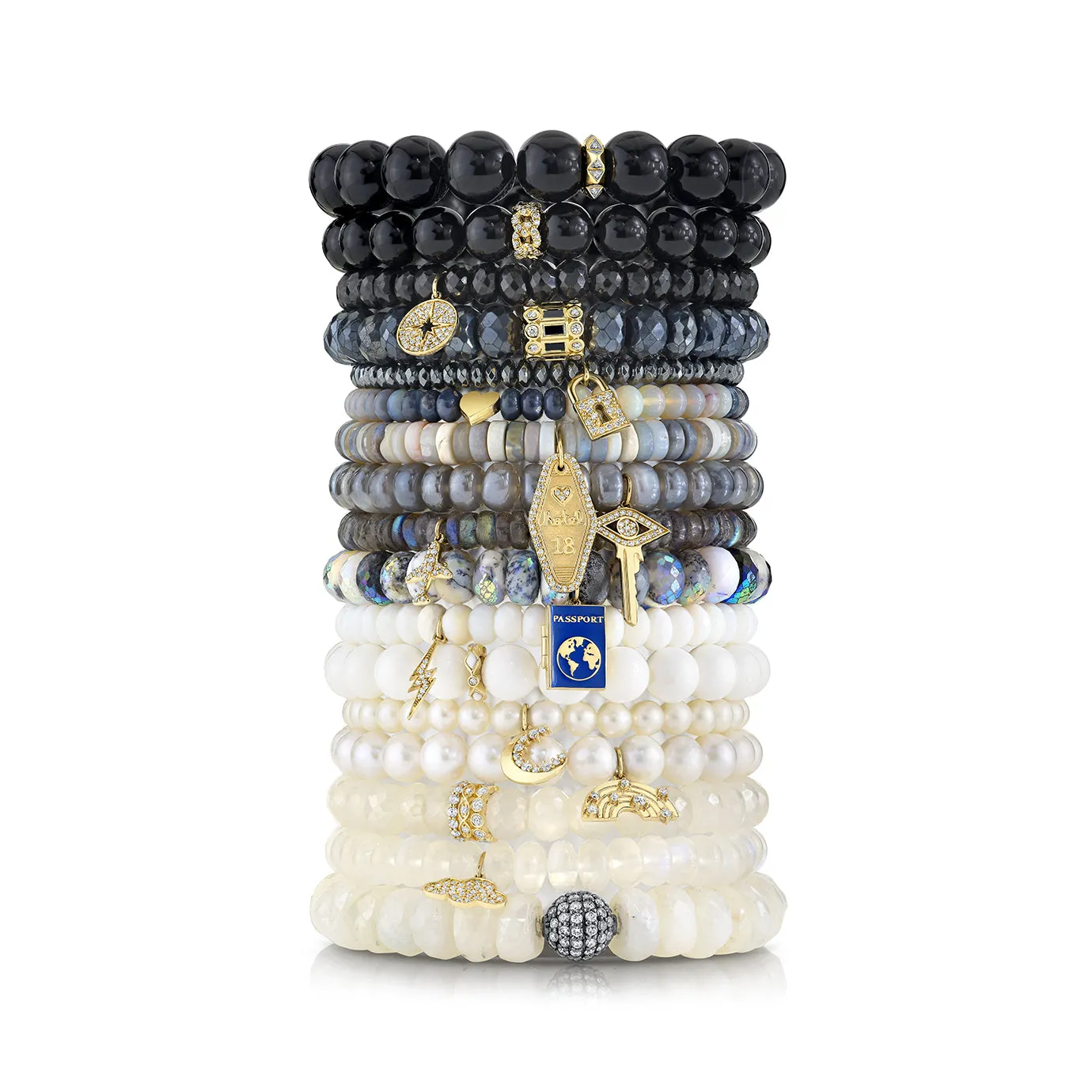 Gold & Diamond Link Rondelle On Onyx sold by Sydney Evan product image thumbnail 3