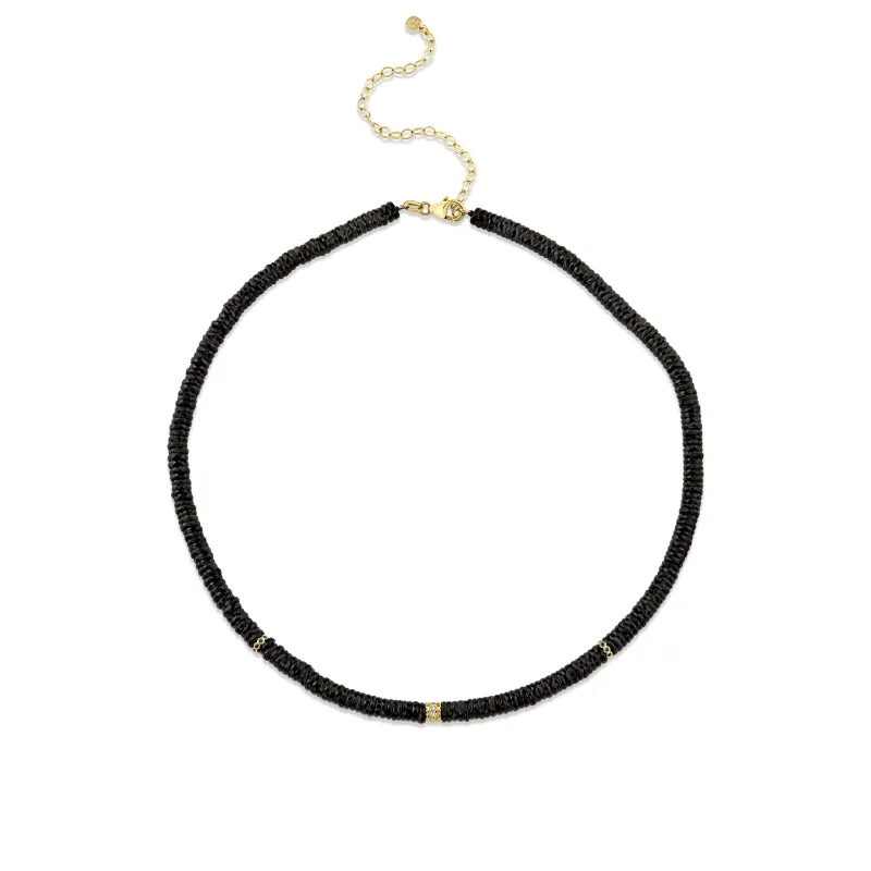 Gold & Diamond Multi-Rondelle Black Spinel Necklace made by Sydney Evan