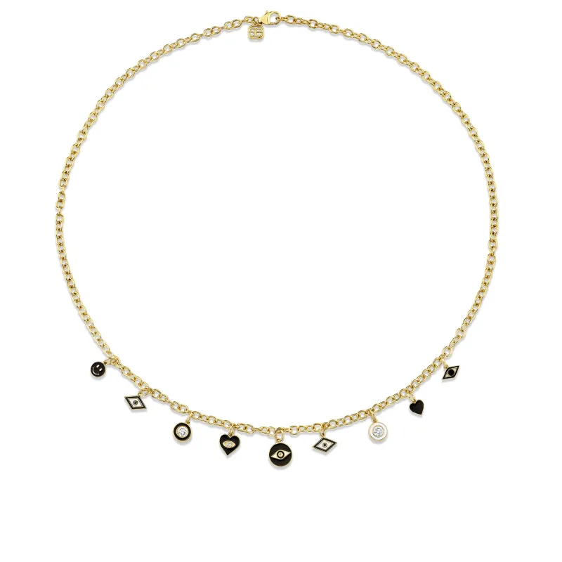 Gold & Diamond Jet Set Multi-Charm Necklace made by Sydney Evan