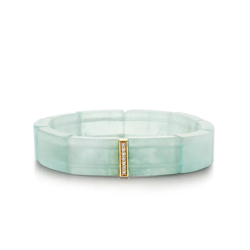 Gold & Diamond Single Row Spacer on Aquamarine made by Sydney Evan