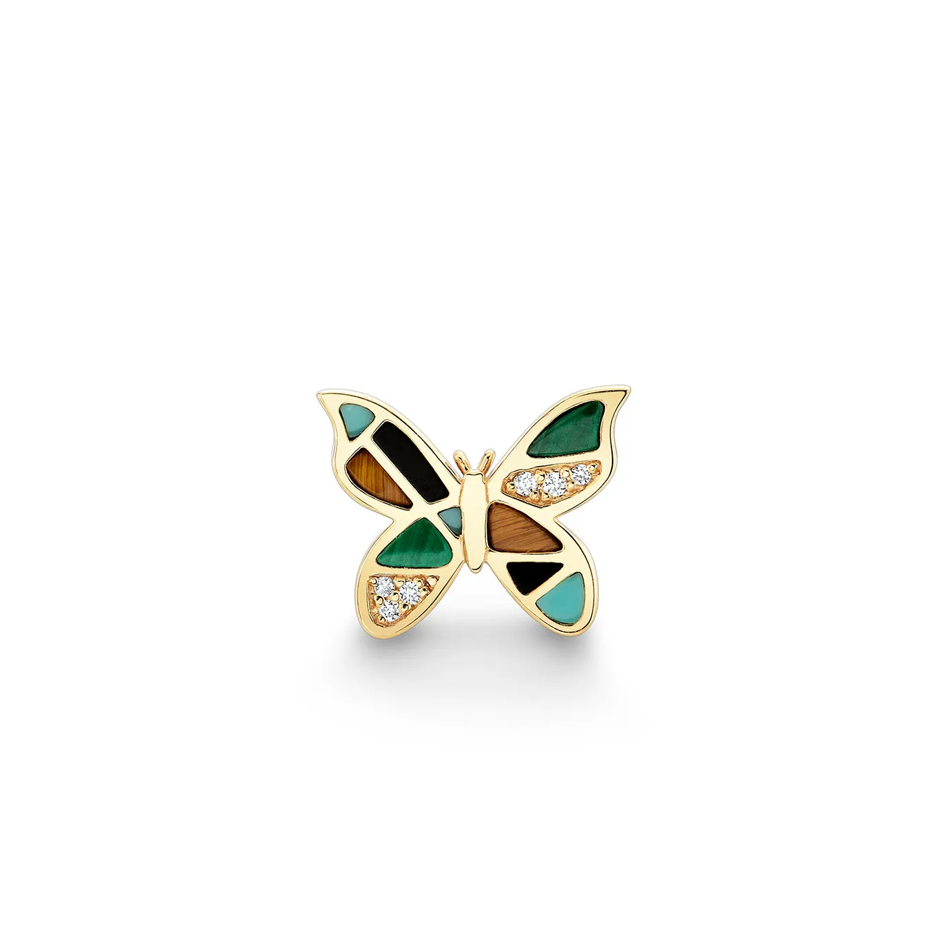 Gold & Diamond Mosaic Butterfly Stud sold by Sydney Evan product image thumbnail 3