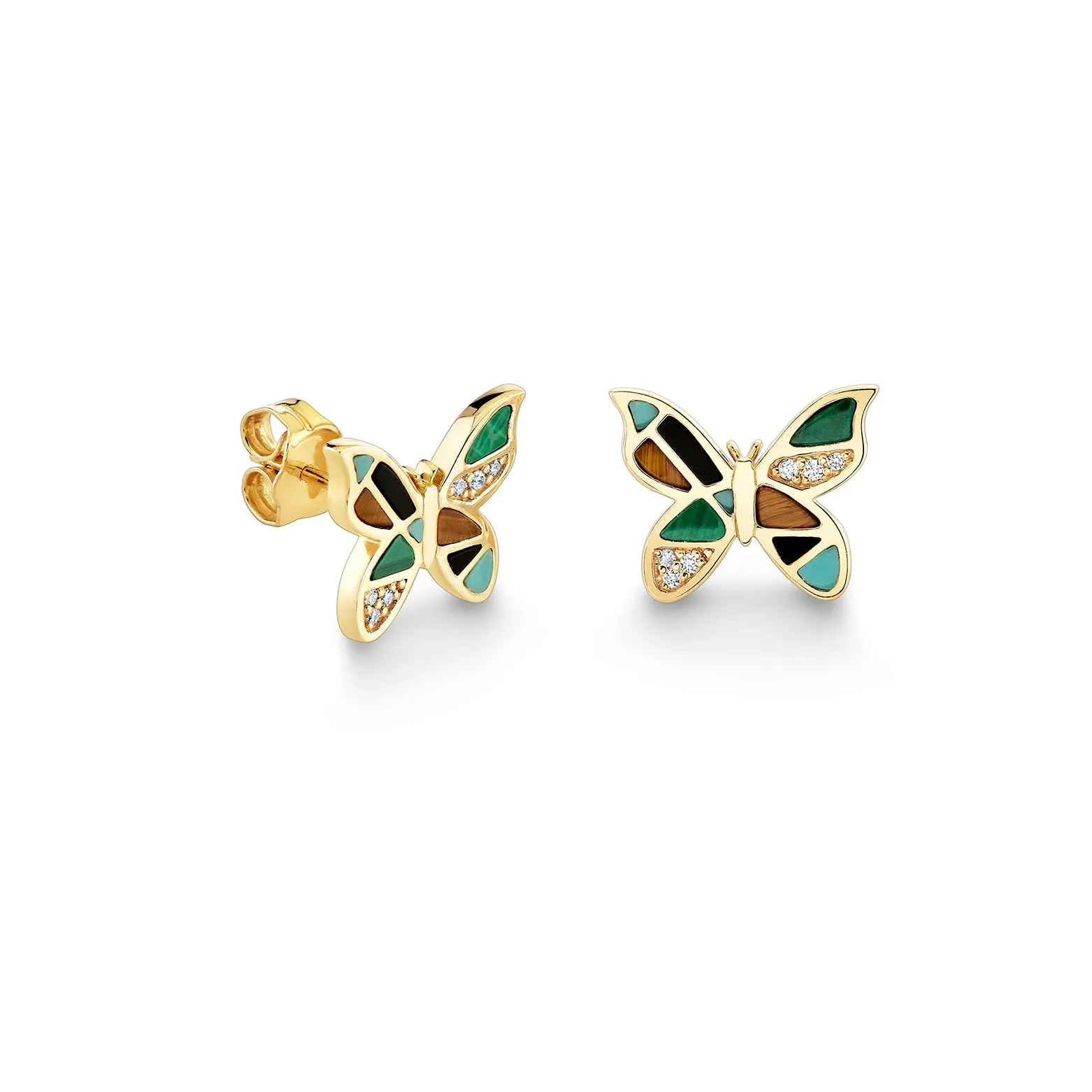 Gold & Diamond Mosaic Butterfly Stud sold by Sydney Evan
