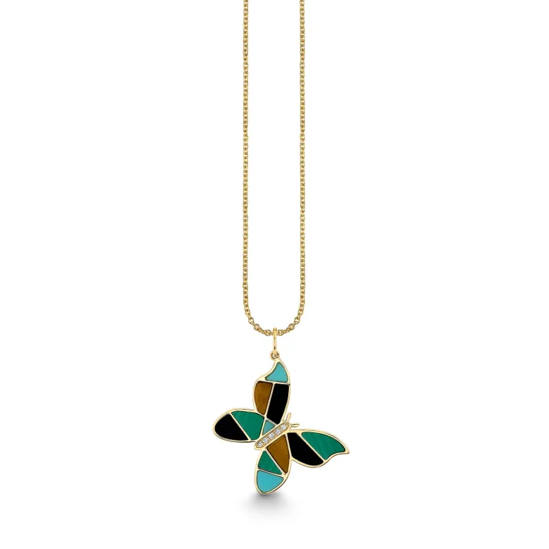 Gold & Diamond Mosaic Butterfly Charm made by Sydney Evan