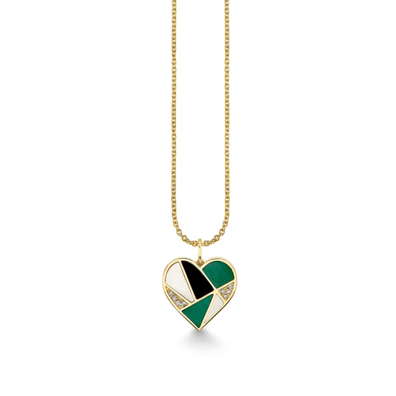 Gold & Diamond Mosaic Heart Charm made by Sydney Evan