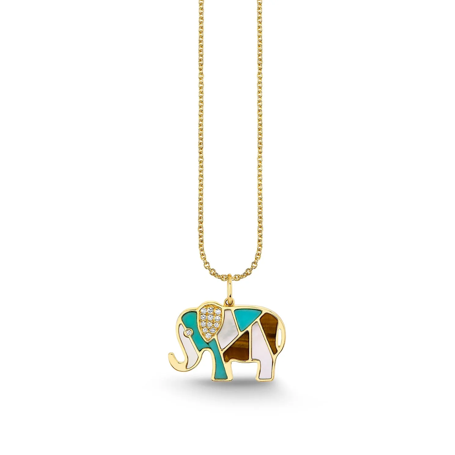 Gold & Diamond Mosaic Elephant Charm sold by Sydney Evan