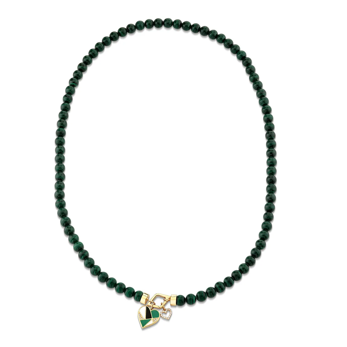 Gold & Diamond Mosaic Heart Malachite Necklace sold by Sydney Evan product image thumbnail 2