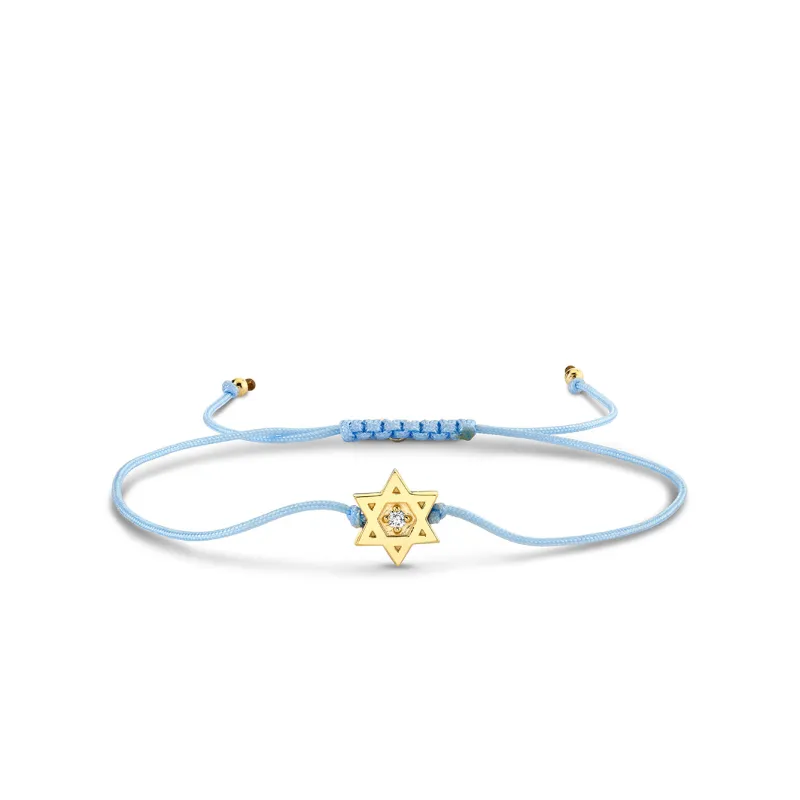 Gold & Diamond Star Of David Cord Bracelet made by Sydney Evan
