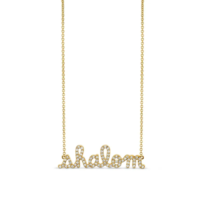 Gold & Diamond Shalom Necklace made by Sydney Evan